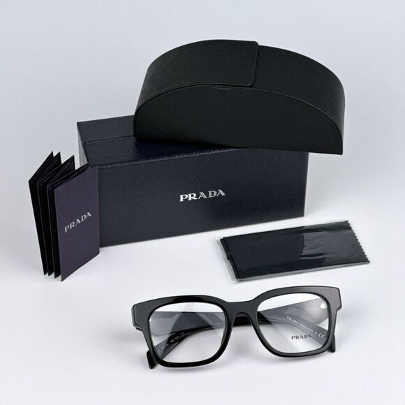 NEW Prada PRA10V 16K101 Black Square Unisex Eyeglasses PR A10V - Picture 10 of 11